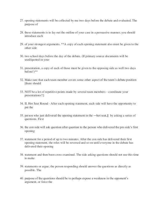 opening statement for cover