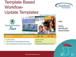 Template Based
Workflow-
Update Templates
www.highroadsolution.com
After
Using
SocialLoop
Social Share
 