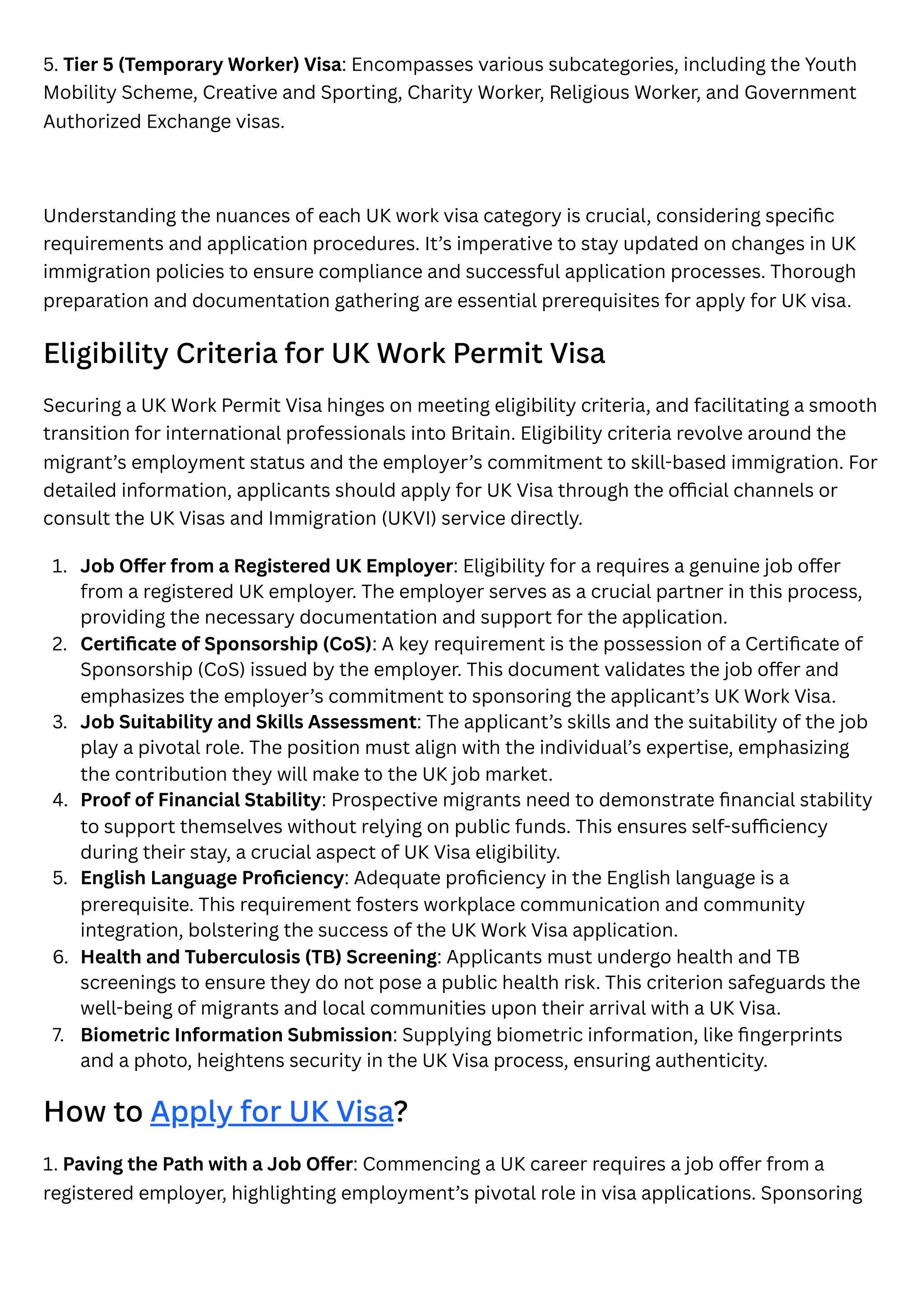 The UK Work Permit Visa Journey: How to apply for UK Work Permit Visa | PDF