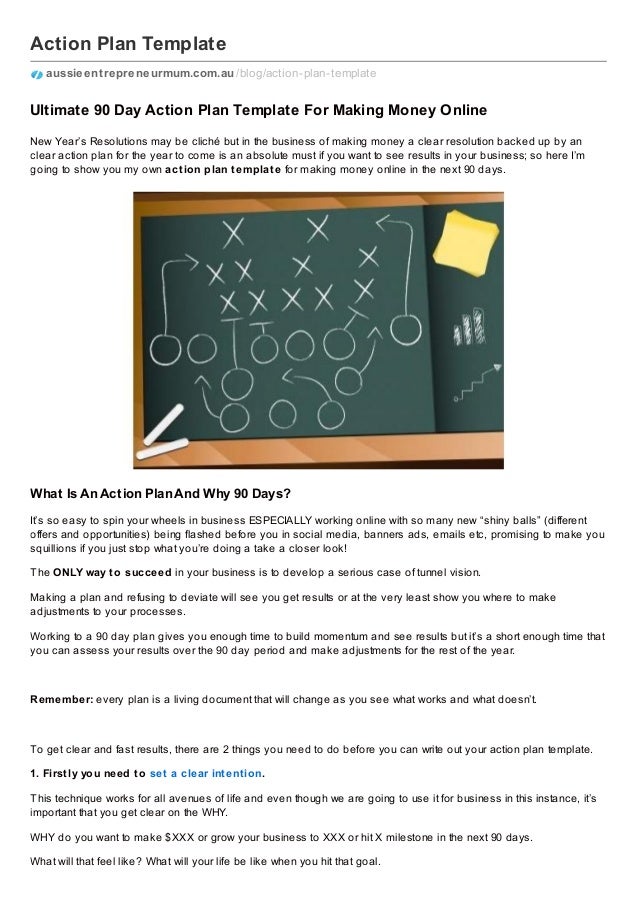 the ultimate action plan template for making money online 90 day action plan