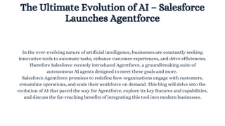 The Ultimate Evolution of AI – Salesforce Launches Agentforce QR ...
