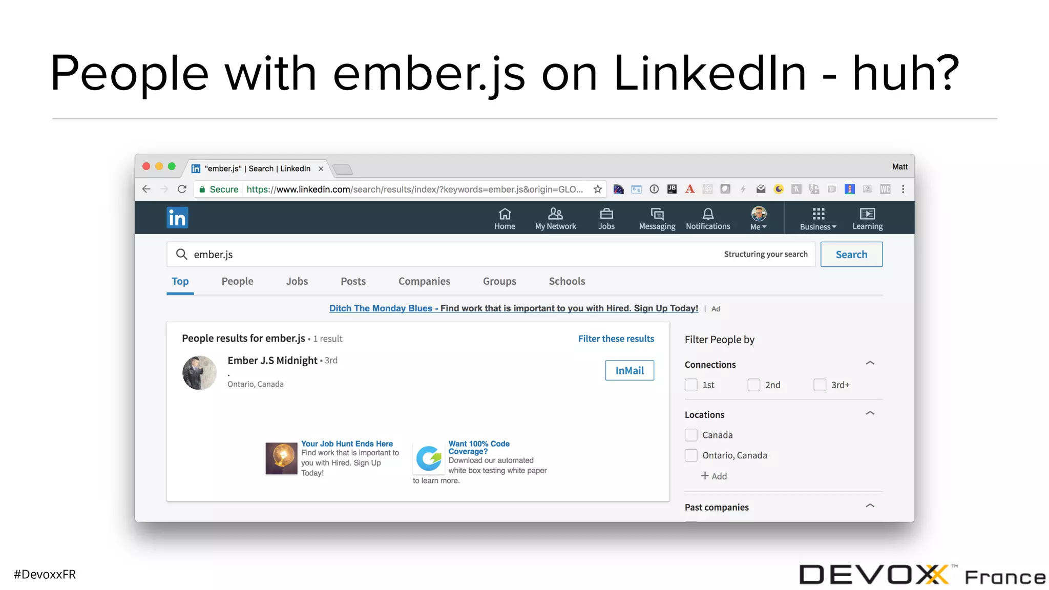 #DevoxxFR People with ember.js on LinkedIn - huh? 