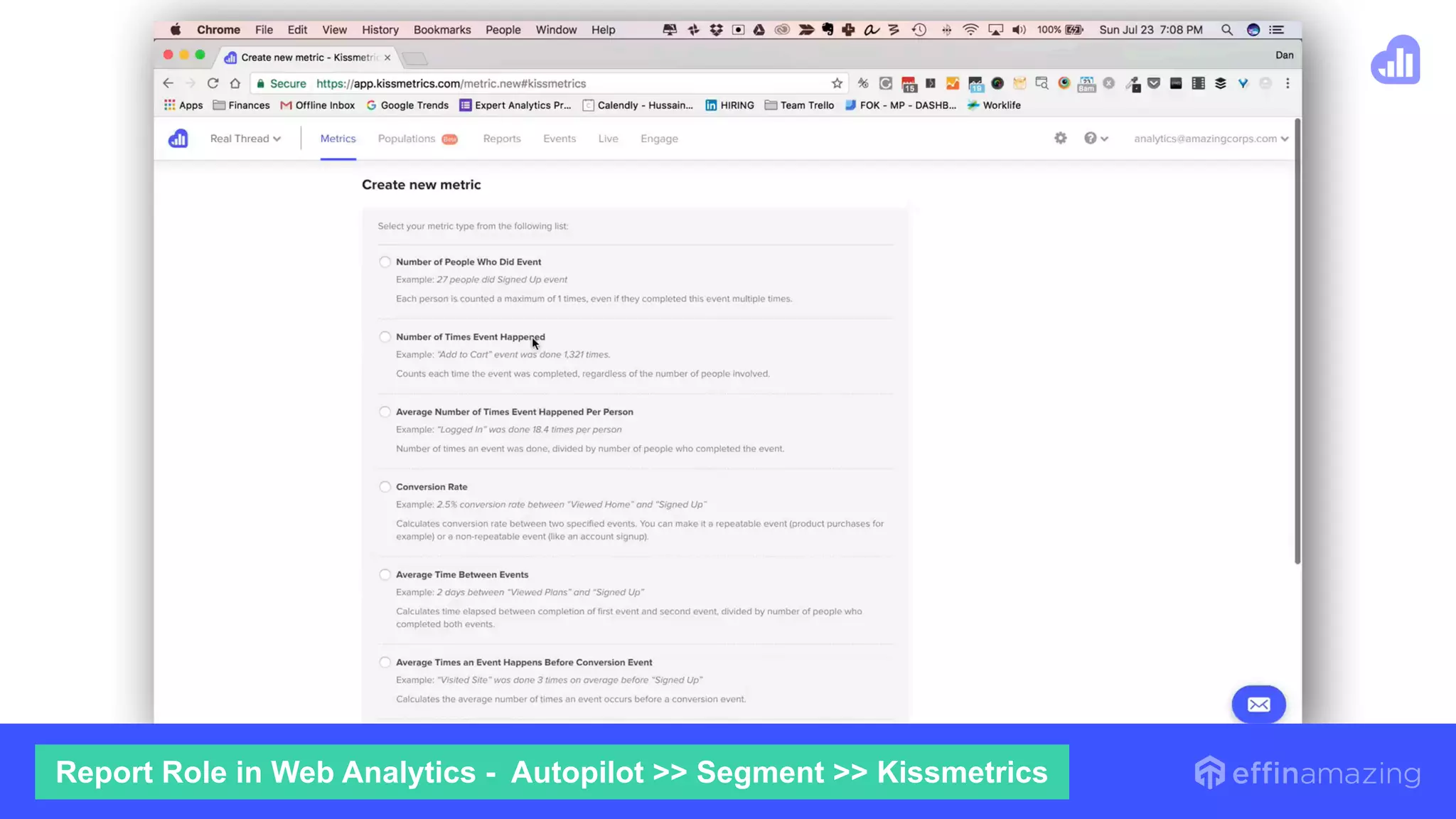 Report Role in Web Analytics - Autopilot >> Segment >> Kissmetrics
 