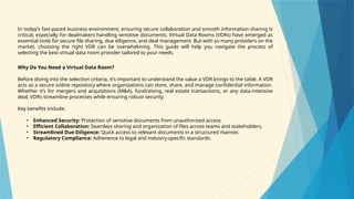 Find the Right Virtual Data Room for Your Business | PPTX