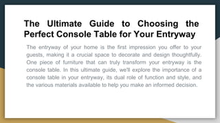 The Ultimate Guide to Choosing the Perfect Console Table for Your ...