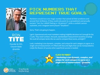 Pick Numbers That
Represent True Goals
Marketers would love one magic number that solved all their problems and
proved the...
