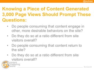@jaybaer


Knowing a Piece of Content Generated
3,000 Page Views Should Prompt These
Questions:
 • Do people consuming tha...