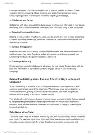 Fundraising Progress Guide The Ultimate Guide to Fundraising Ideas for Schools | PDF