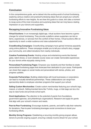 Fundraising Progress Guide The Ultimate Guide to Fundraising Ideas for Schools | PDF