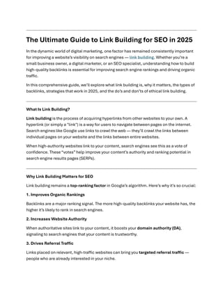 Link Building Strategies That Work in 2025: A Complete SEO Guide | PDF