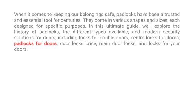 The Ultimate Guide to Padlocks: History, Types, and Modern Security ...