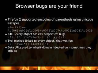 Browser bugs are your friend

Firefox 2 supported encoding of parenthesis using unicode
escapes.
alert(1)==
u0061u006cu006...
