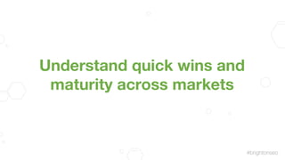 #brightonseo
Understand quick wins and
maturity across markets
 