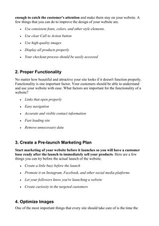 The Ultimate Pre launch Checklist For New eCommerce Website | PDF
