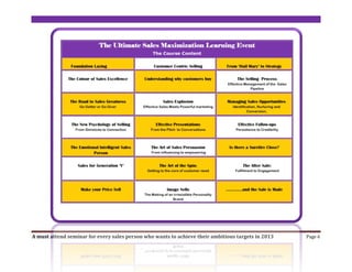 A must attend seminar for every sales person who wants to achieve their ambitious targets in 2013   Page 6
 