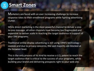 Who the heck are Pam and Marty?
Pam Lockard – DMN3
 CEO & Founder
 25+ years of Boomer and Senior lead generation experience
 6 years of Medicare Marketing
 Mailed over 100 million direct mail packages in the last 10 years
 One of only 360 U.S. certified direct marketers (PDM)
Marty Agius
 Enhanced Data Solutions Expert
 30 year veteran of integrated direct marketing
 Helped launch the patented Smart Zone technology in 2012
 Agency purchased by Semcasting in 2014
 Expert in how to enhance direct mail with online campaigns
 