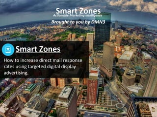 How to increase direct mail response
rates using targeted digital display
advertising.
Smart Zones
Actionable Marketing Intelligence
Smart Zones
Brought to you by DMN3
 