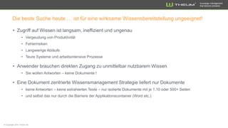 Knowledge management
that delivers answers
Die beste Suche heute … ist für eine wirksame Wissensbereitstellung ungeeignet!
 