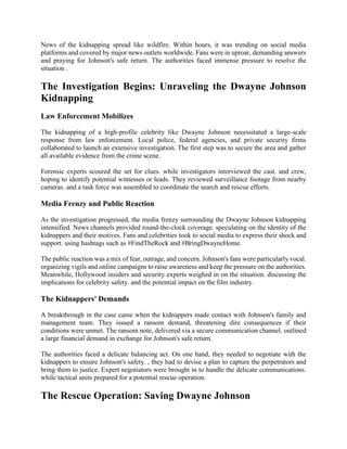 Safe Rescue Dwayne The Unbelievable Tale of Dwayne Johnson Kidnapping: A Riveting Saga | DOCX