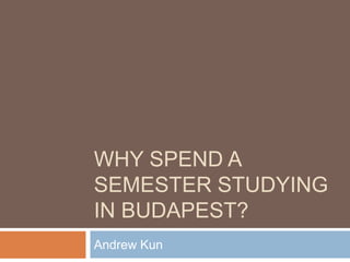 Why spend a semester Studying in budapest? Andrew Kun 