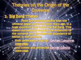 the steady state theory of the origin of the universe