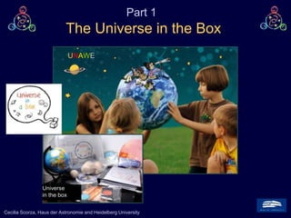 Cecilia Scorza, Haus der Astronomie and Heidelberg University
Universe
in the box
The Universe in the Box
UNAWE
Part 1
 