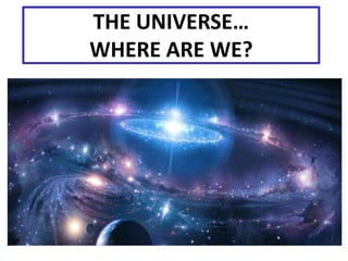 THE UNIVERSE…
WHERE ARE WE?
 