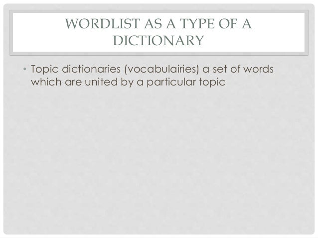 12 types of dictionaries