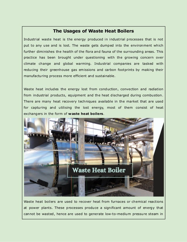 The Usages of Waste Heat Boilers