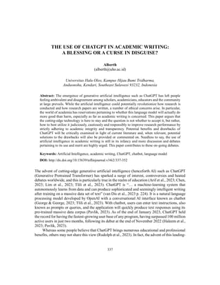 The Use of ChatGPT in Academic Writing.. | PDF