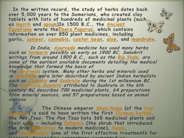History of Medicinal Plants