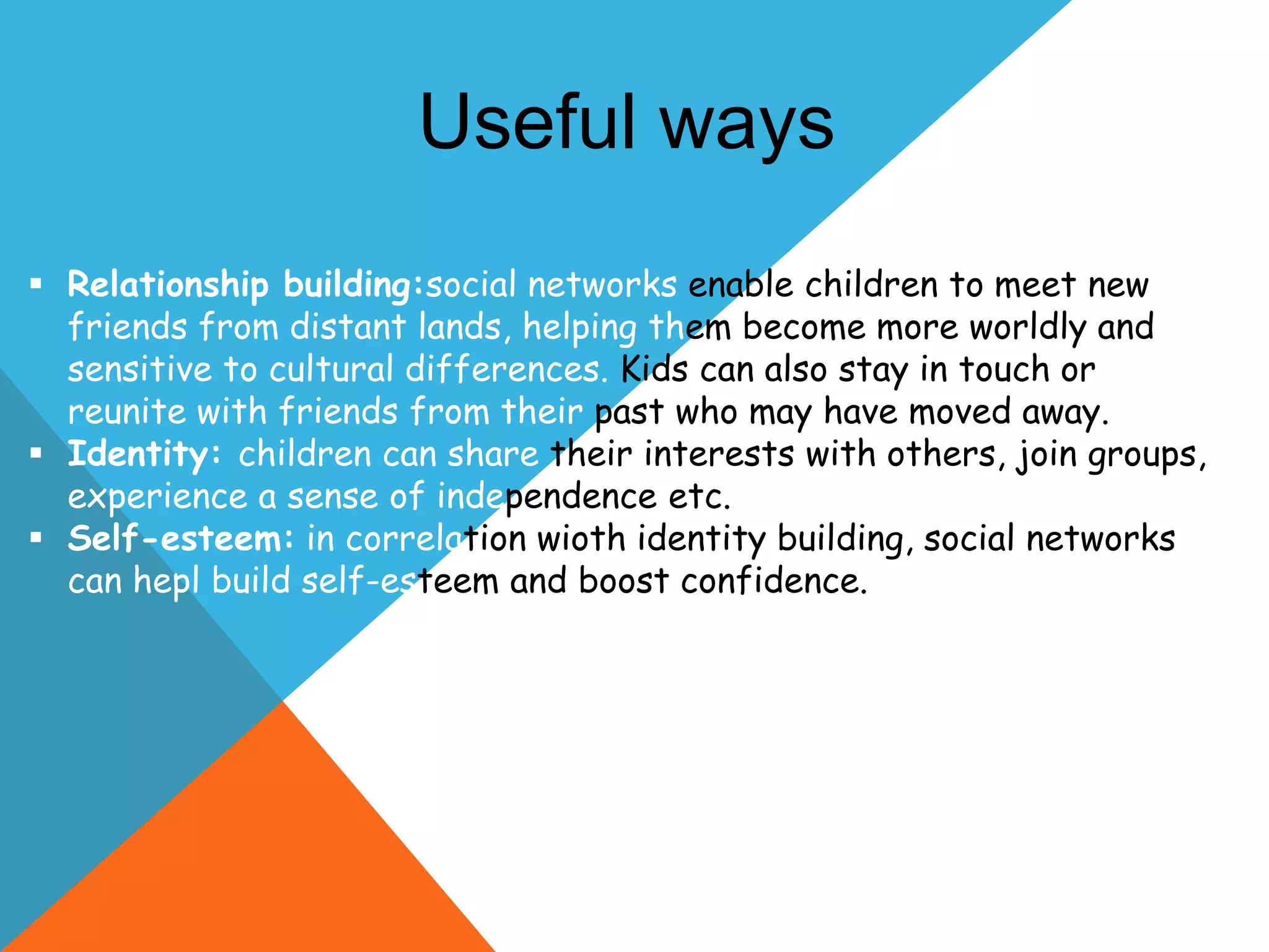 The use of social networks for kids under | PPTX