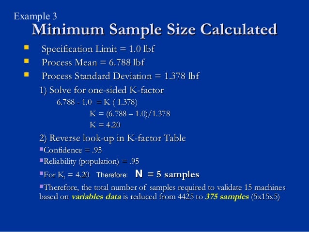 the use of statistical tolerance limits for process statistics sample size calculator