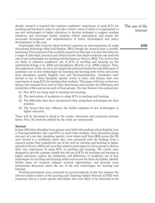 The use of the internet in higher education | PDF