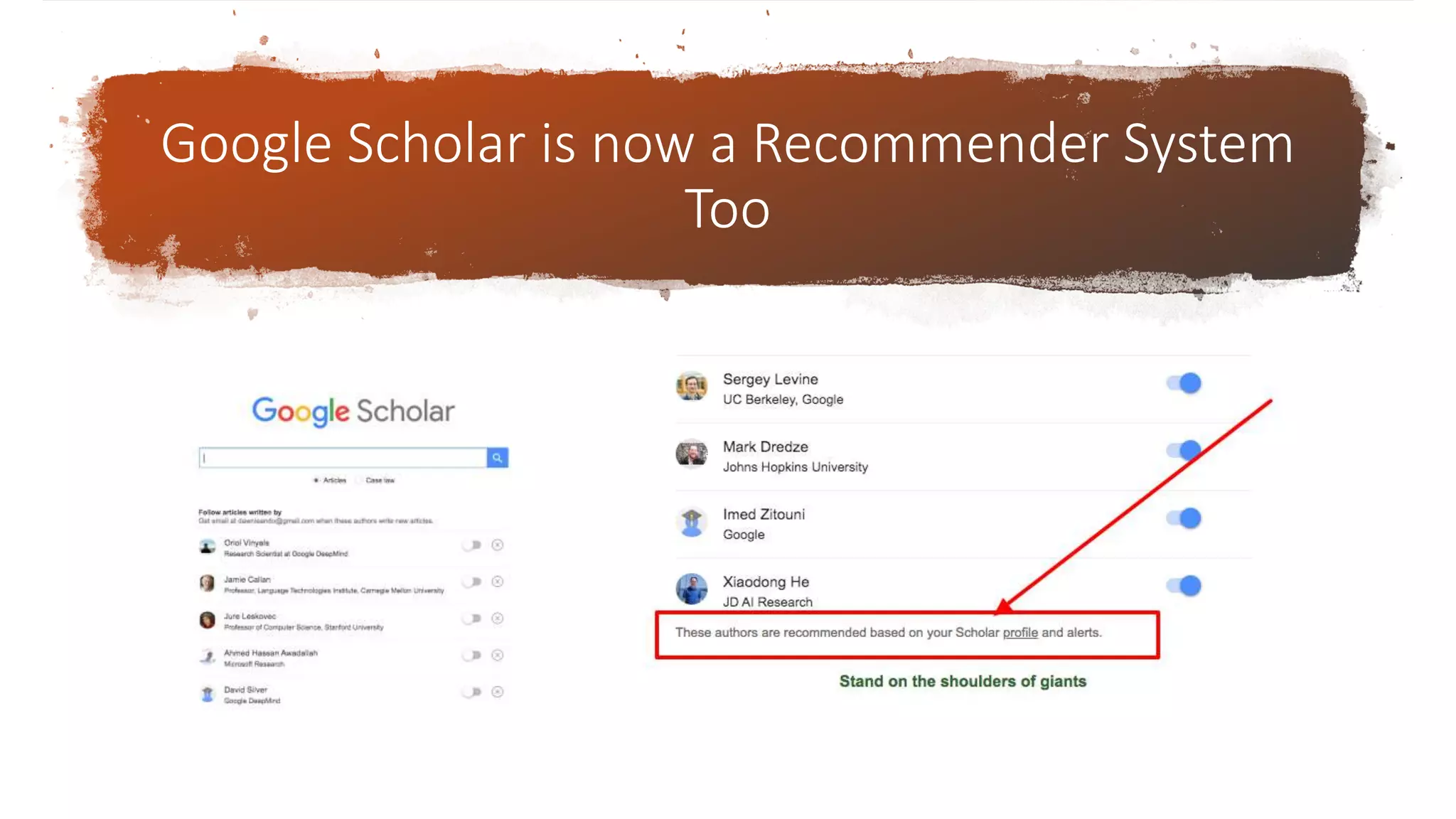 Google Scholar is now a Recommender System
Too
 