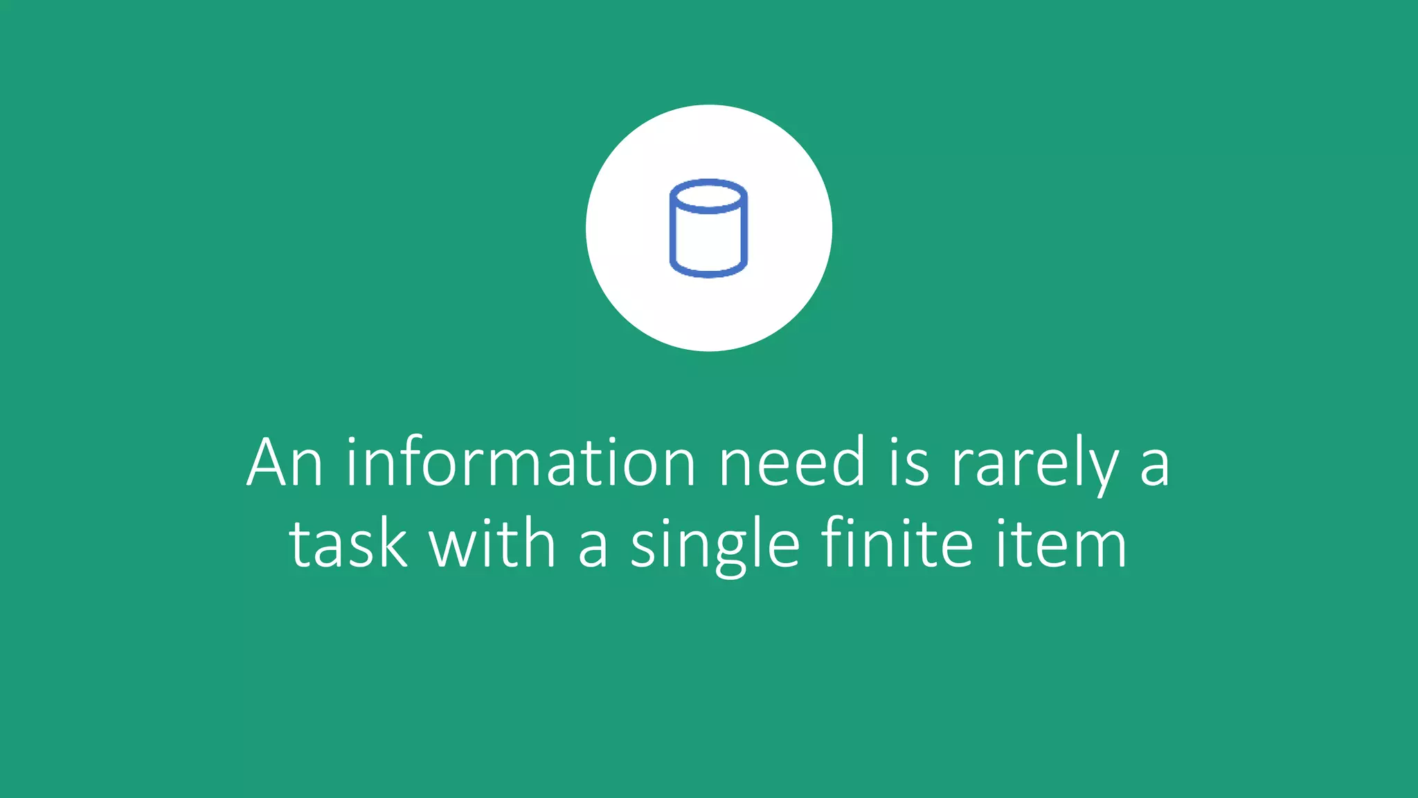 An information need is rarely a
task with a single finite item
 