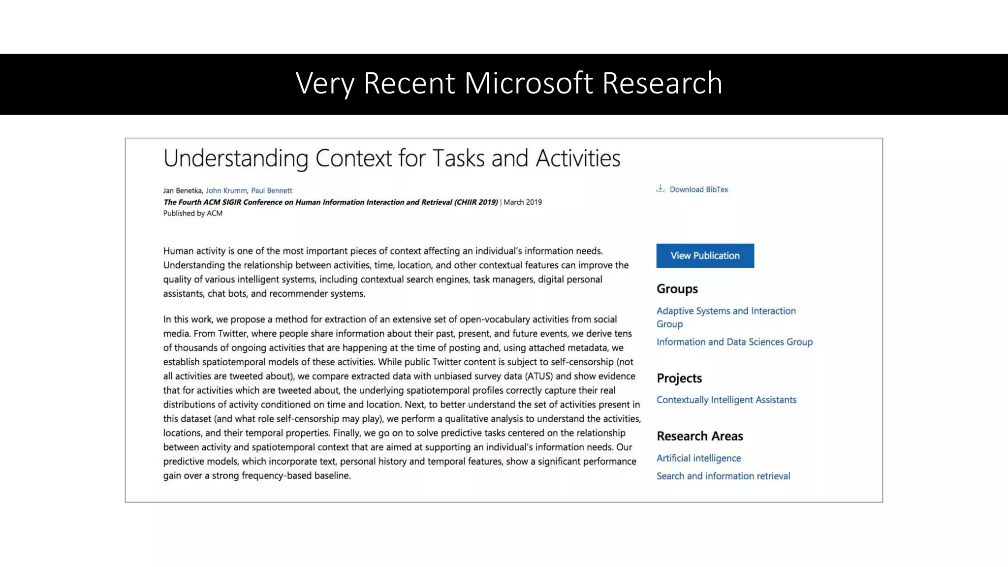 Very Recent Microsoft Research
 