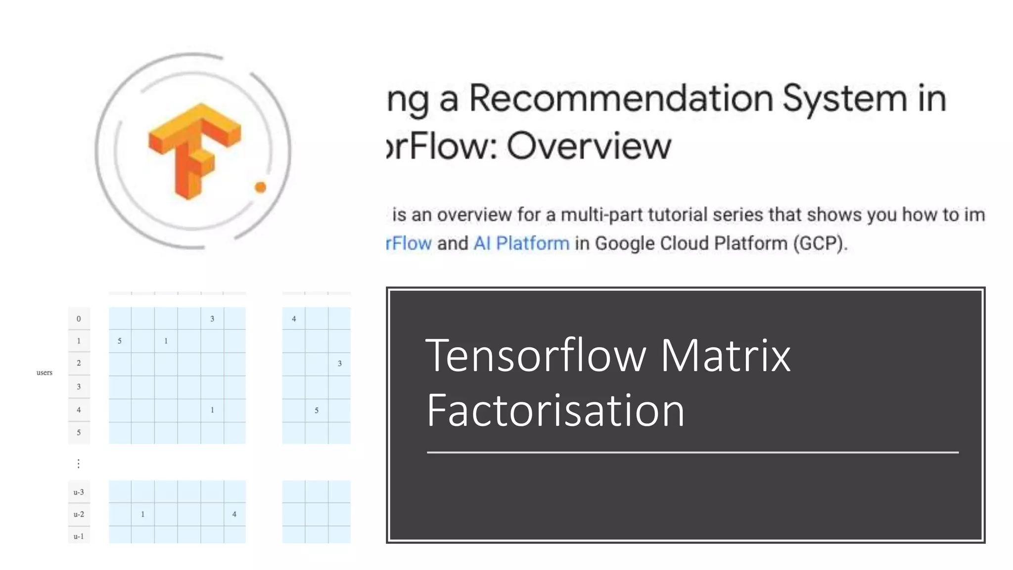 Tensorflow Matrix
Factorisation
 