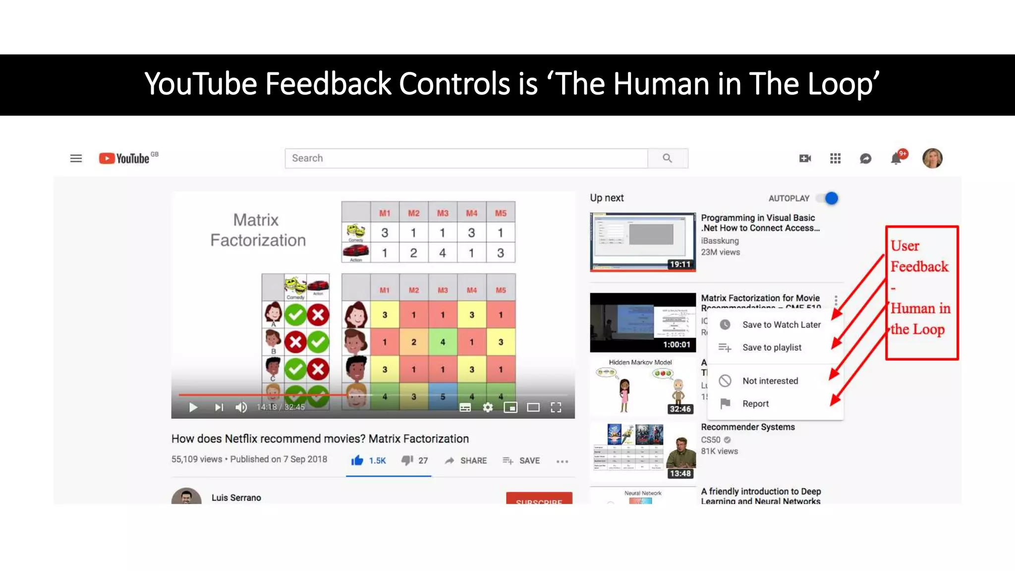 YouTube Feedback Controls is ‘The Human in The Loop’
 