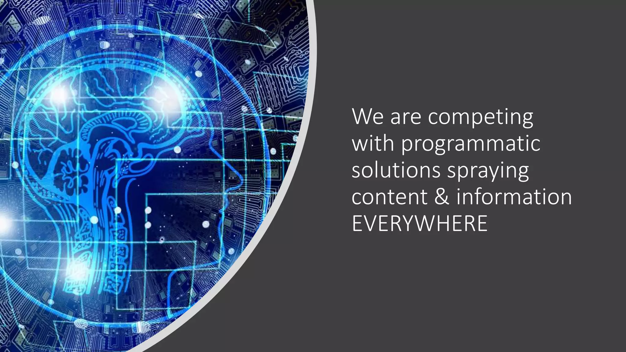 We are competing
with programmatic
solutions spraying
content & information
EVERYWHERE
 