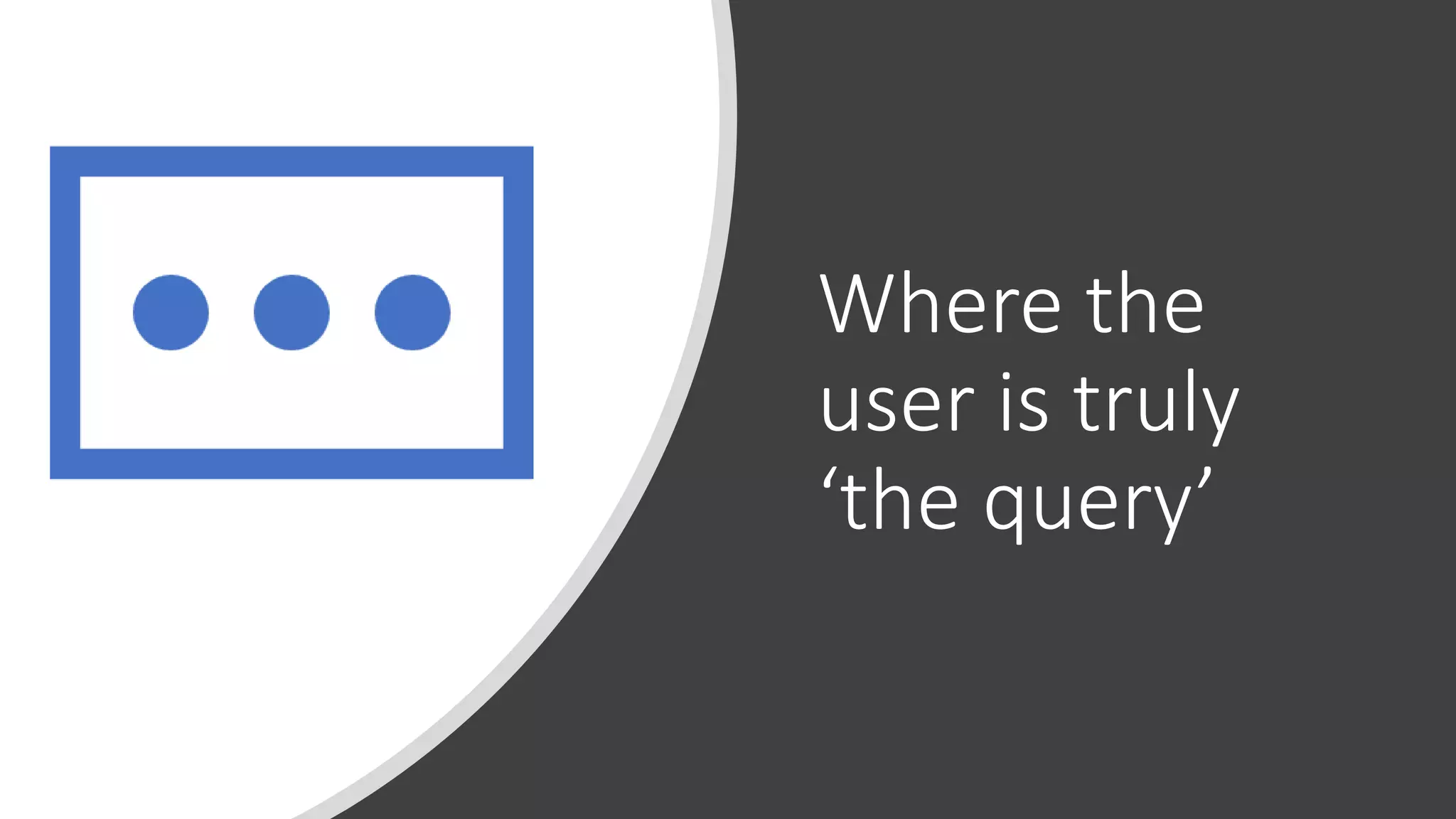 Where the
user is truly
‘the query’
 