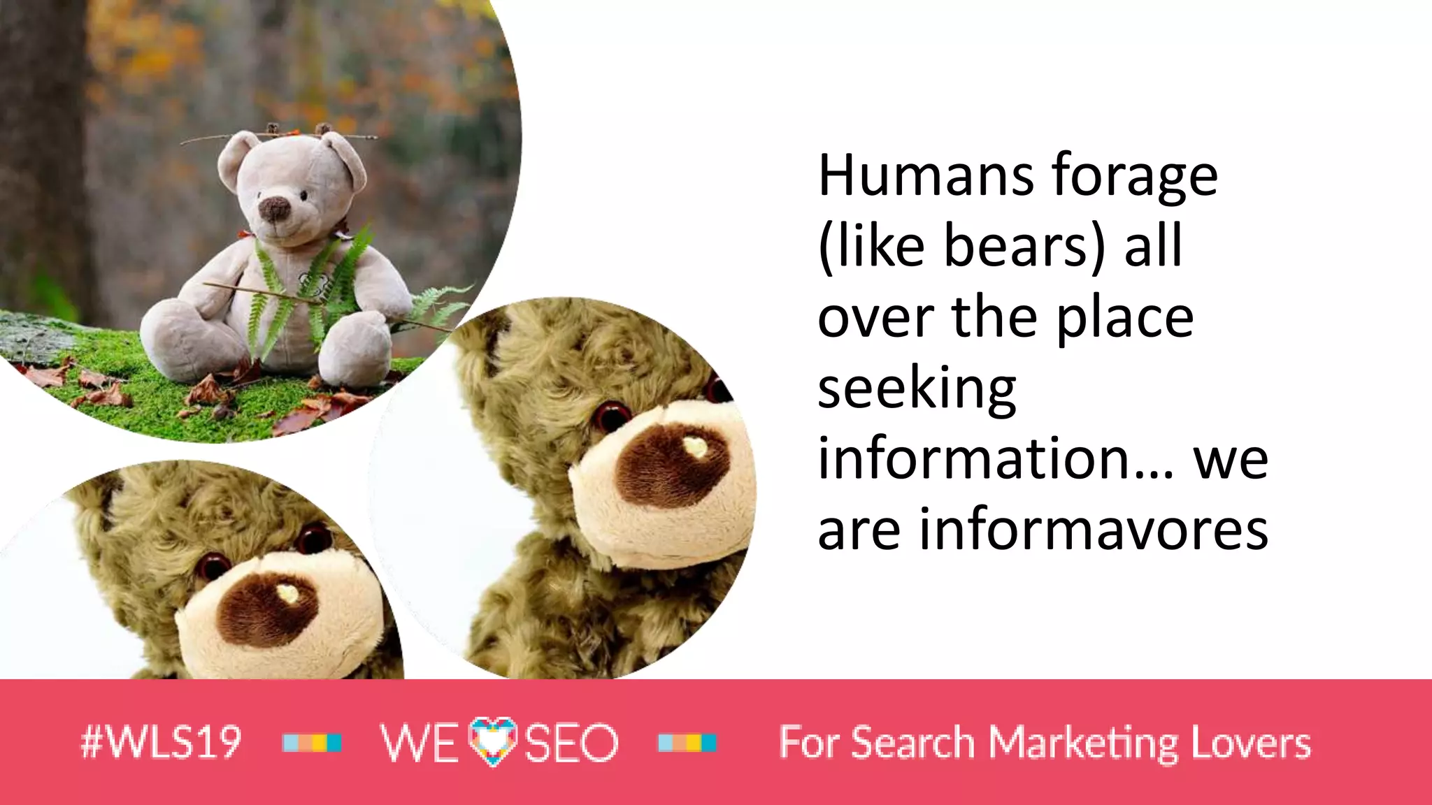 Humans forage
(like bears) all
over the place
seeking
information… we
are informavores
 