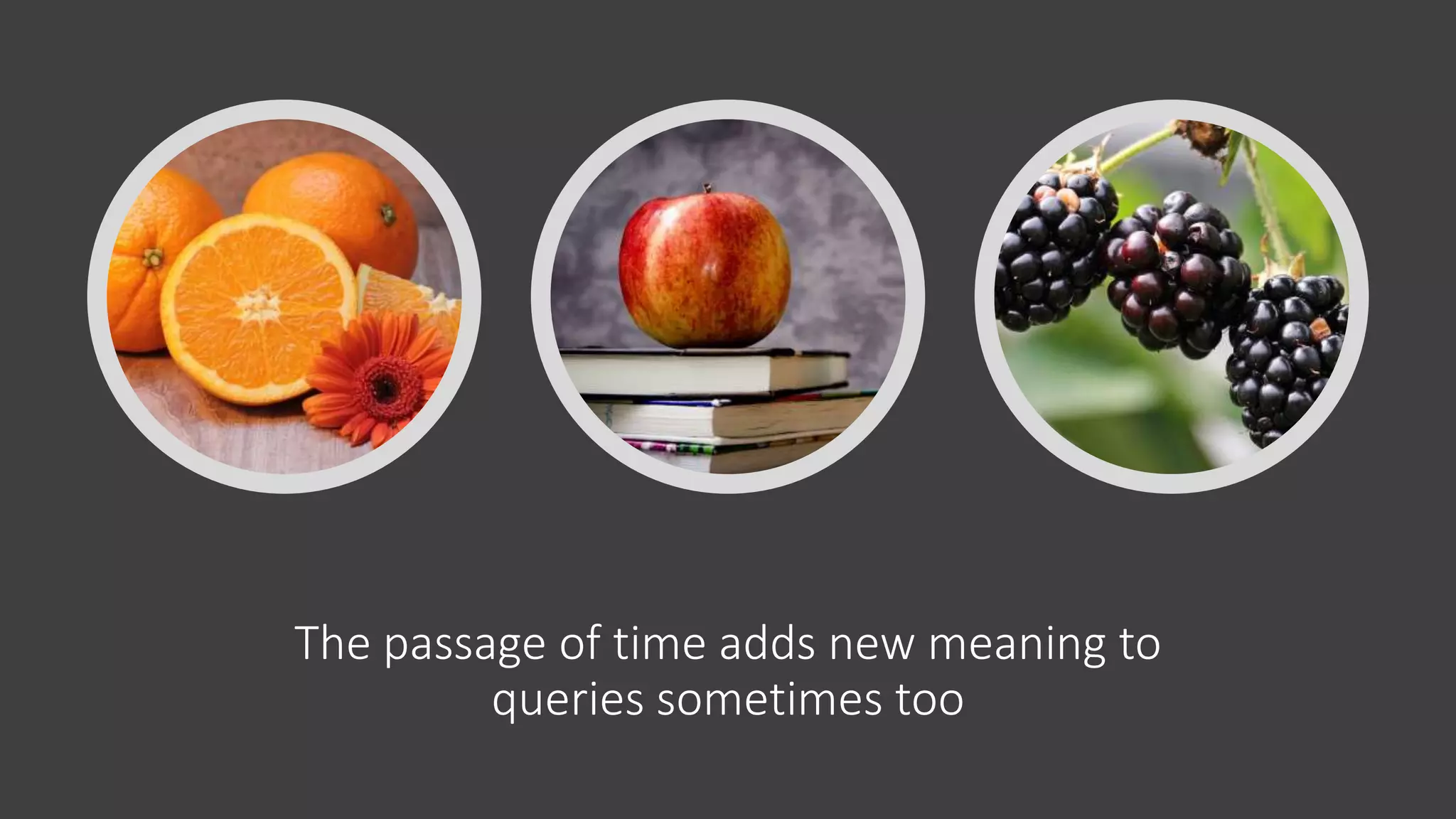 The passage of time adds new meaning to
queries sometimes too
 