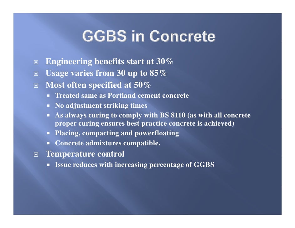 The Uses Of Ecocem GGBS In Concrete 2009