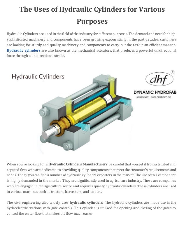 The Uses of Hydraulic Cylinders for Various Purposes