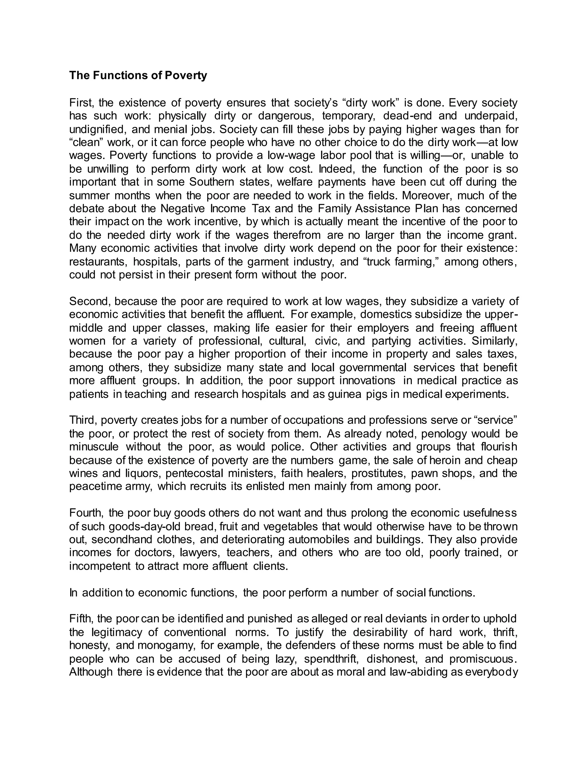 The uses of poverty the poor pay all | DOCX