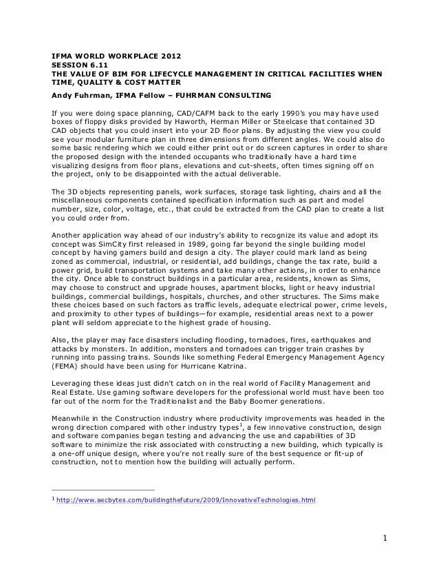 White Paper The Value Of Bim For Lifecycle Management In