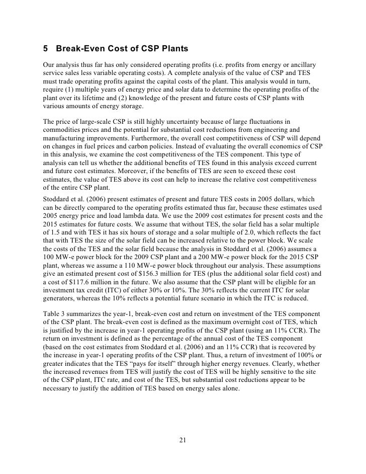 The Value of Concentrating Solar Power and Thermal Energy Storage NREL