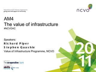 Speakers: Richard Piper Stephen Quashie Value of Infrastructure Programme, NCVO  AM4 The value of infrastructure   #NCVOAC 
