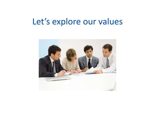 Let’s explore our values
 